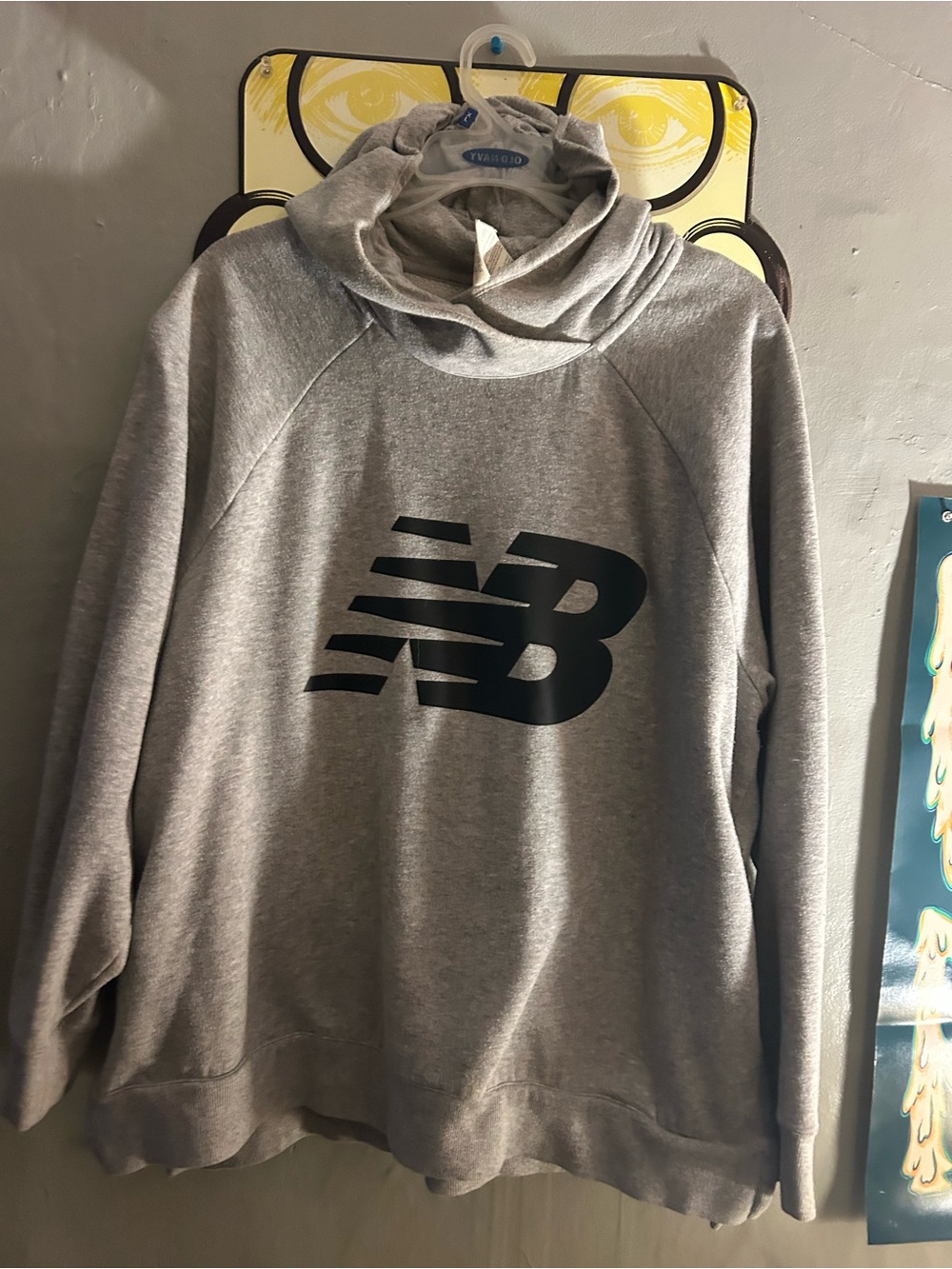 Women’s New Balance Gray Pullover Hoodie with Black NB Logo